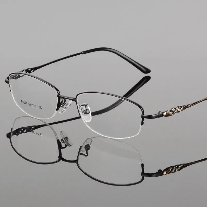 Women's Half Frame Eyeglasses Alloy Frame Sf6020