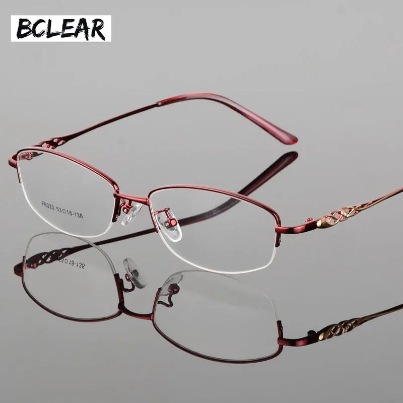 Women's Half Frame Eyeglasses Alloy Frame Sf6020