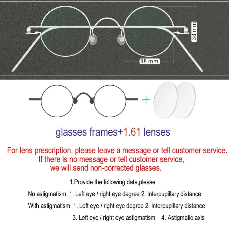 Yujo Unisex Full Rim Small Round Stainless Steel Eyeglasses Y019