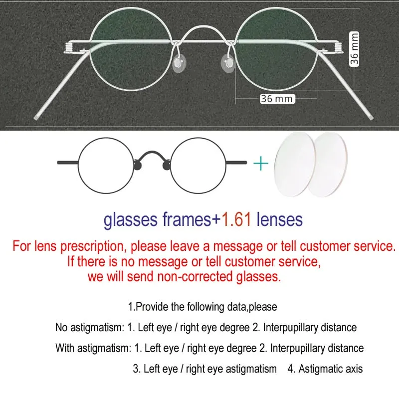 Yujo Unisex Full Rim Small Round Stainless Steel Eyeglasses Y019