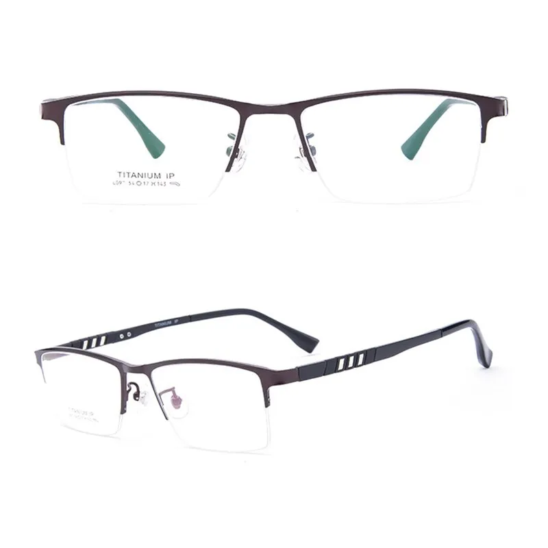 Zirosat Unisex Semi Rim Square Titanium Eyeglasses 097